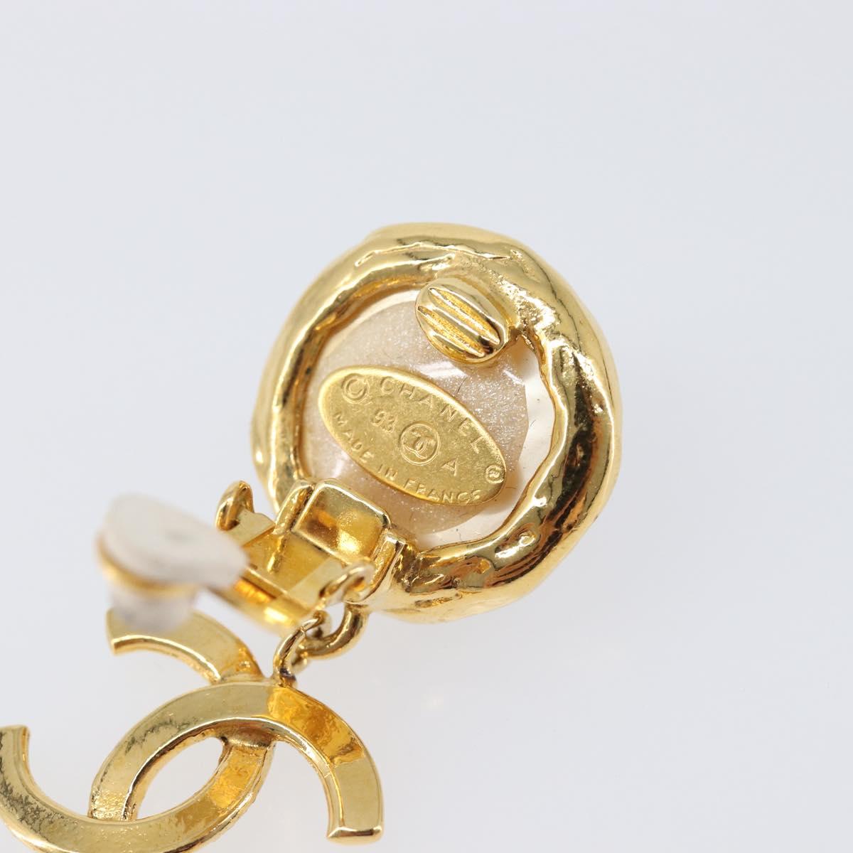 CHANEL Earring metal Gold Tone CC Auth 201011