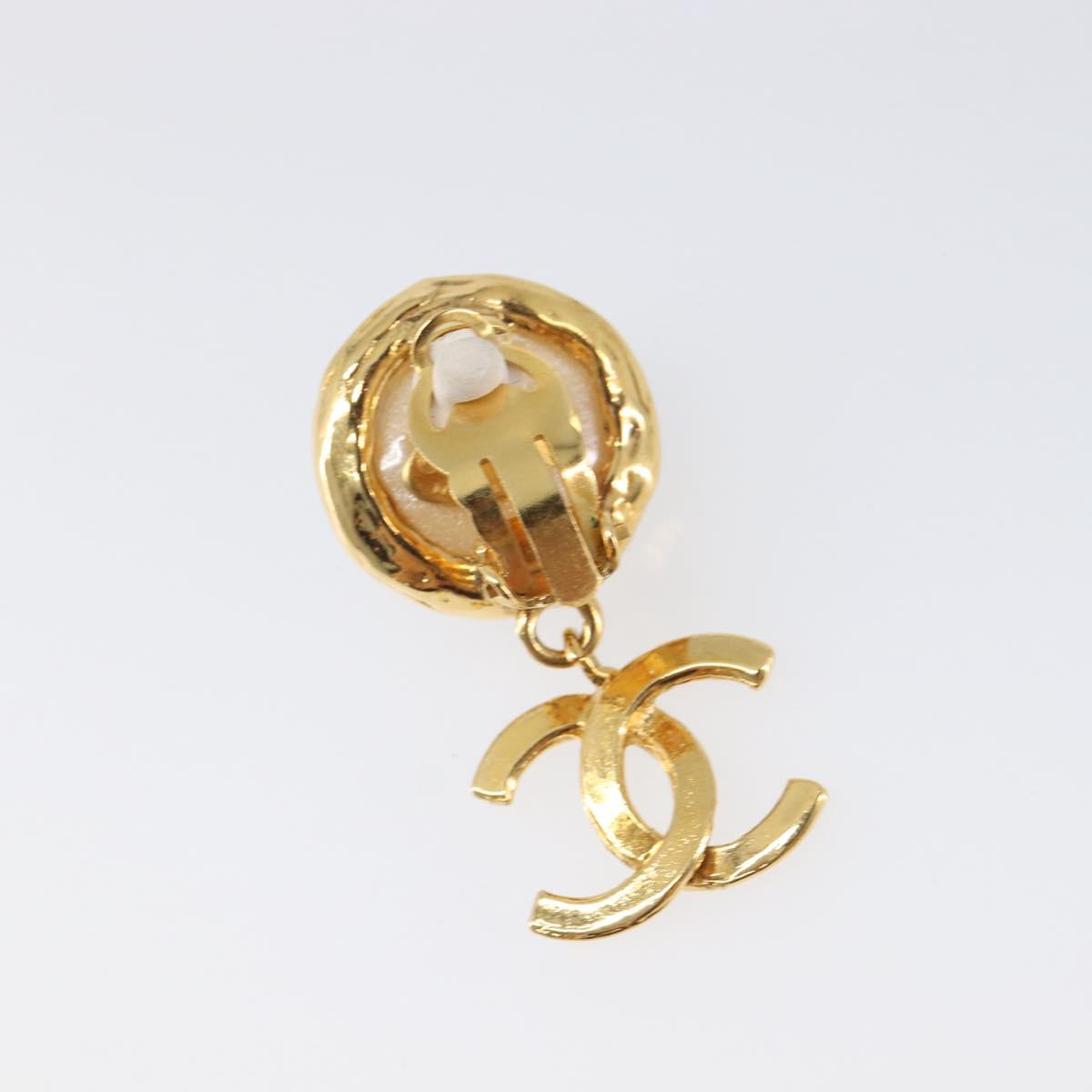 CHANEL Earring metal Gold Tone CC Auth 201011