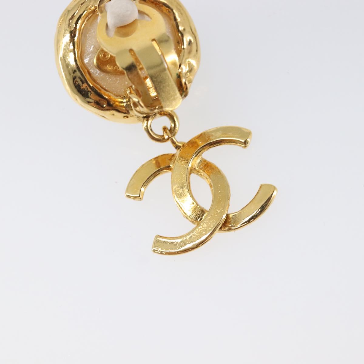 CHANEL Earring metal Gold Tone CC Auth 201011