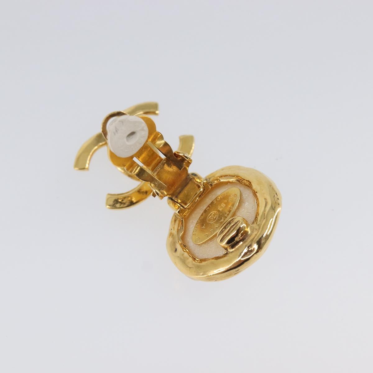 CHANEL Earring metal Gold Tone CC Auth 201011