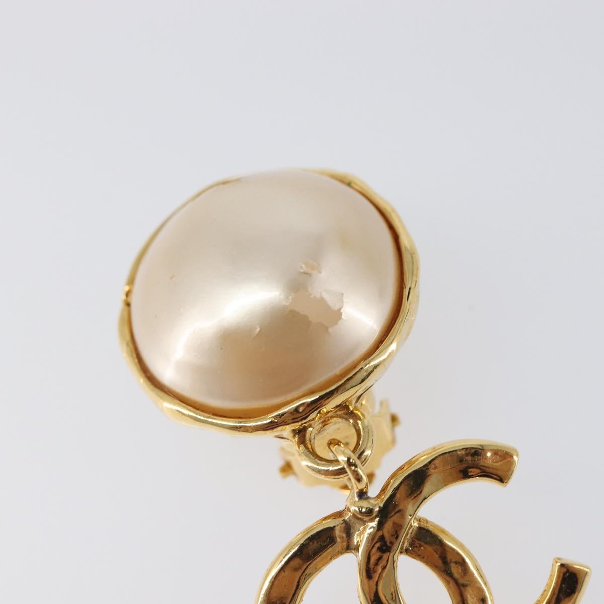 CHANEL Earring metal Gold Tone CC Auth 201011