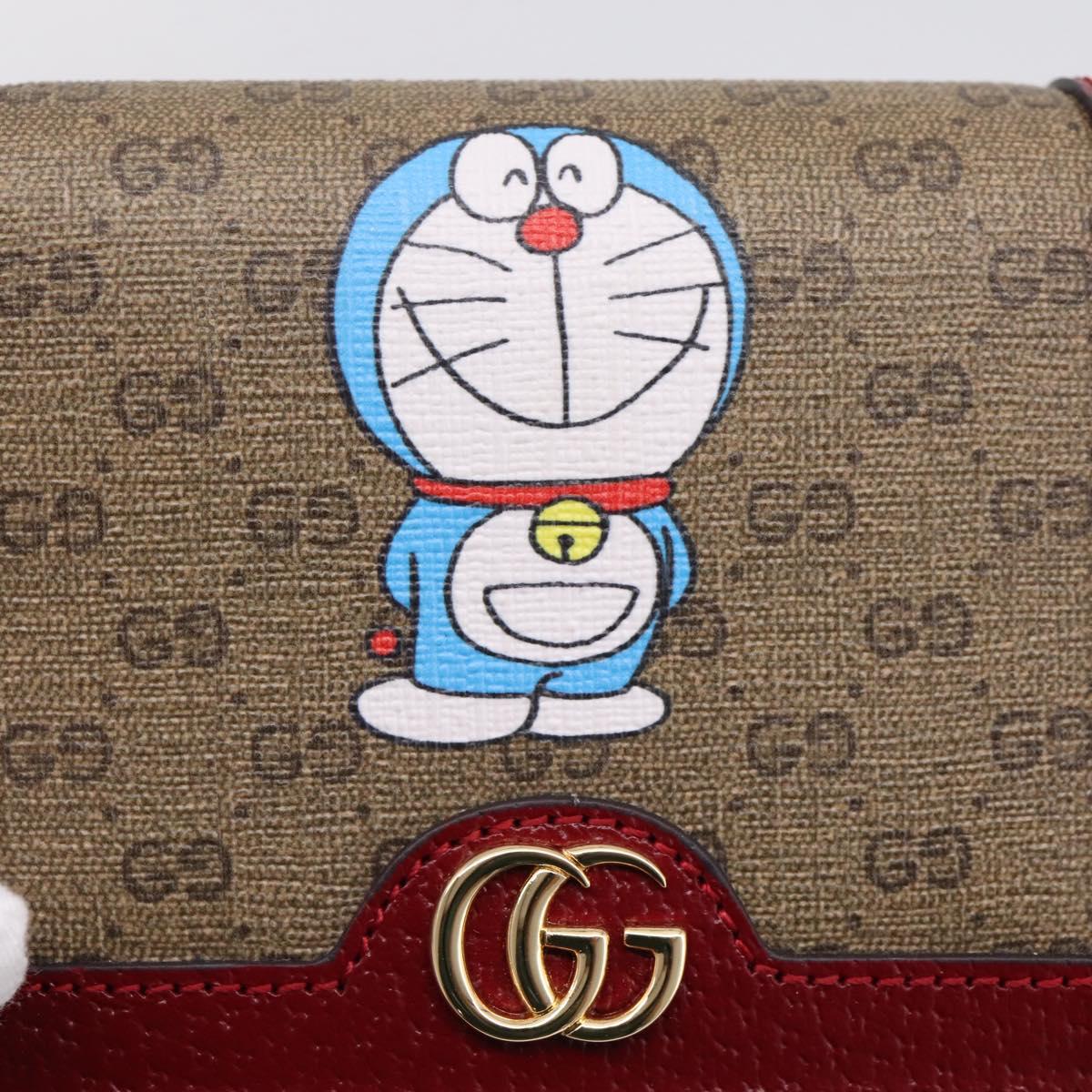 GUCCI Micro GG Supreme Doraemon Compact Wallet PVC Beige 647788 Auth 201012M