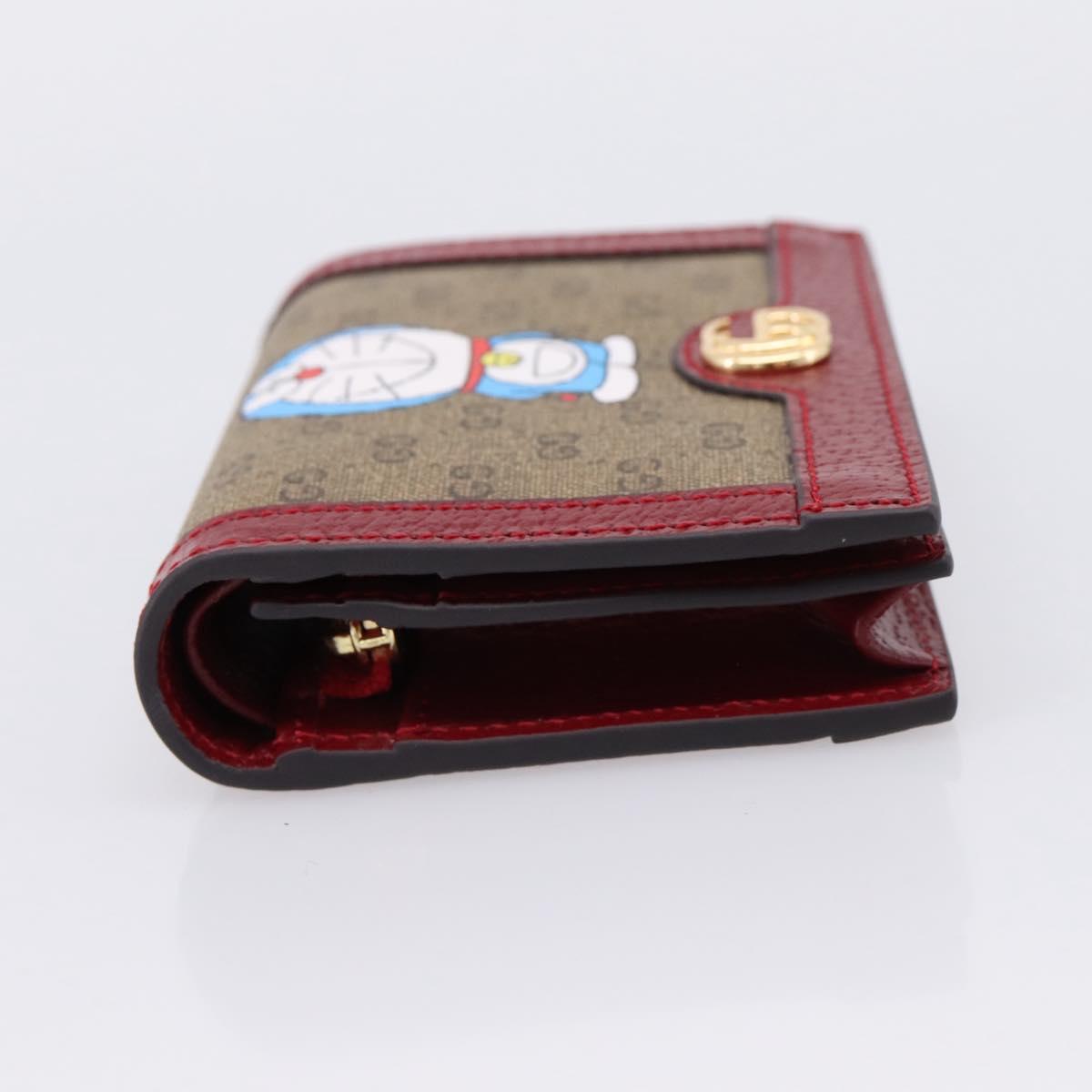 GUCCI Micro GG Supreme Doraemon Compact Wallet PVC Beige 647788 Auth 201012M
