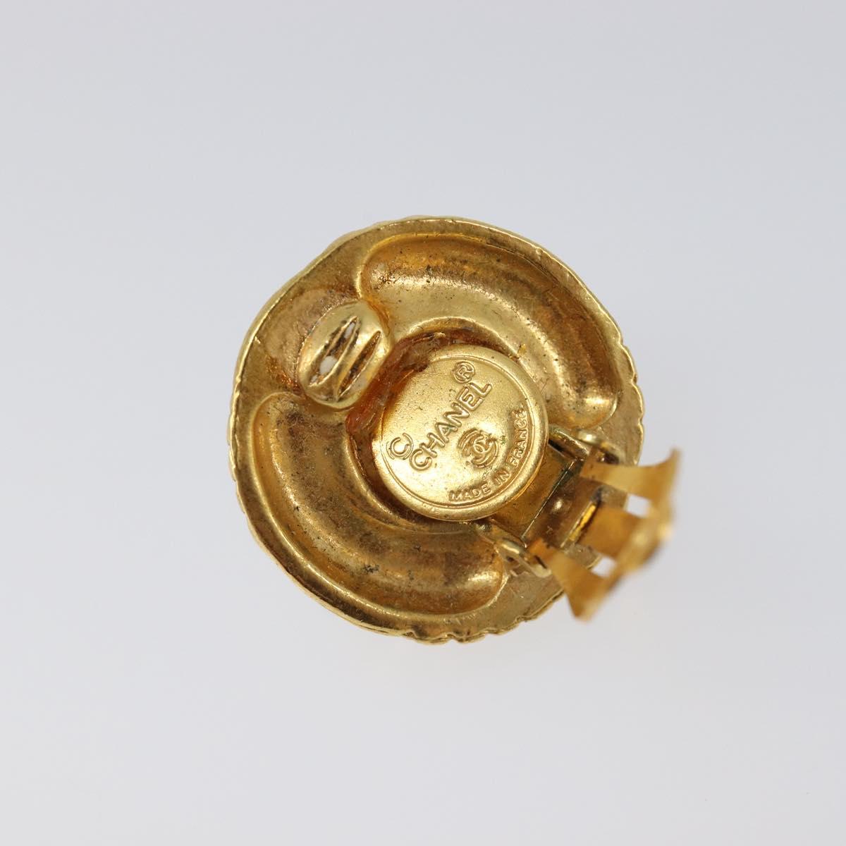 CHANEL Earring metal Gold Tone CC Auth 201014