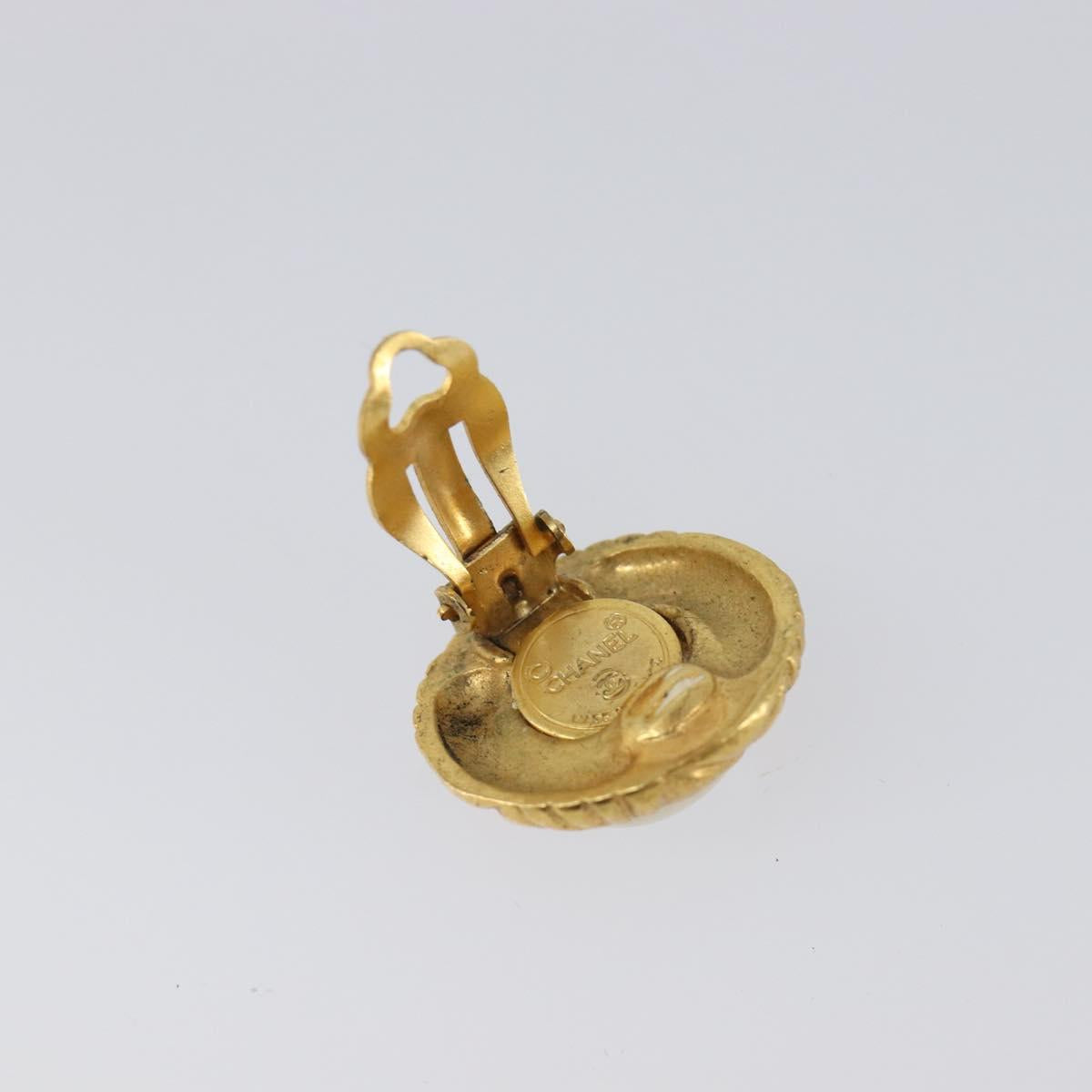 CHANEL Earring metal Gold Tone CC Auth 201014