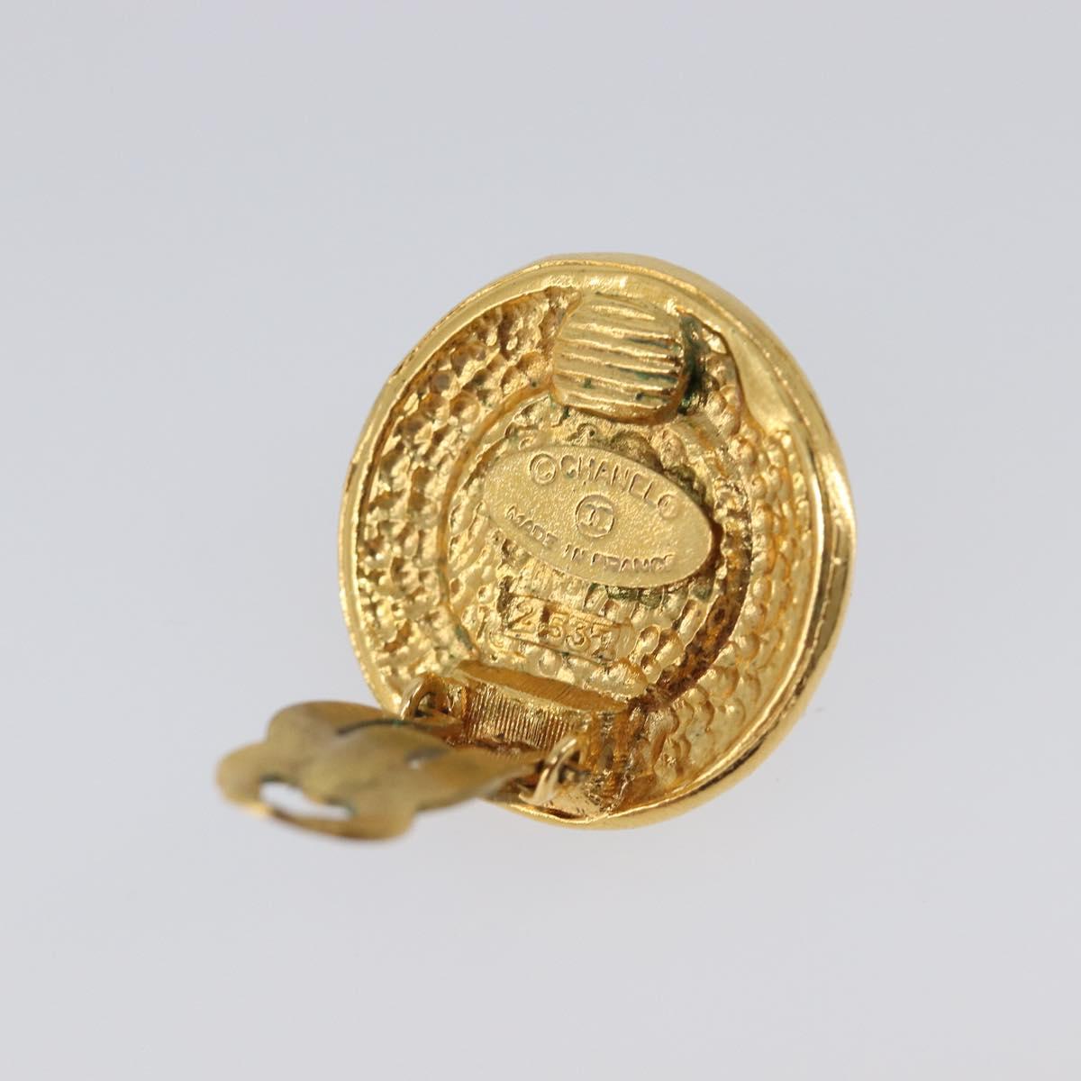 CHANEL Earring metal Gold Tone CC Auth 201016