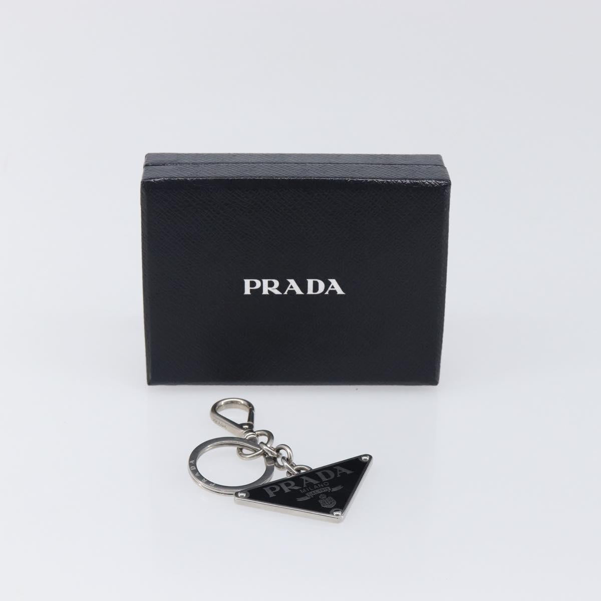 PRADA Triangle Key Ring metal Silver Auth 201017A