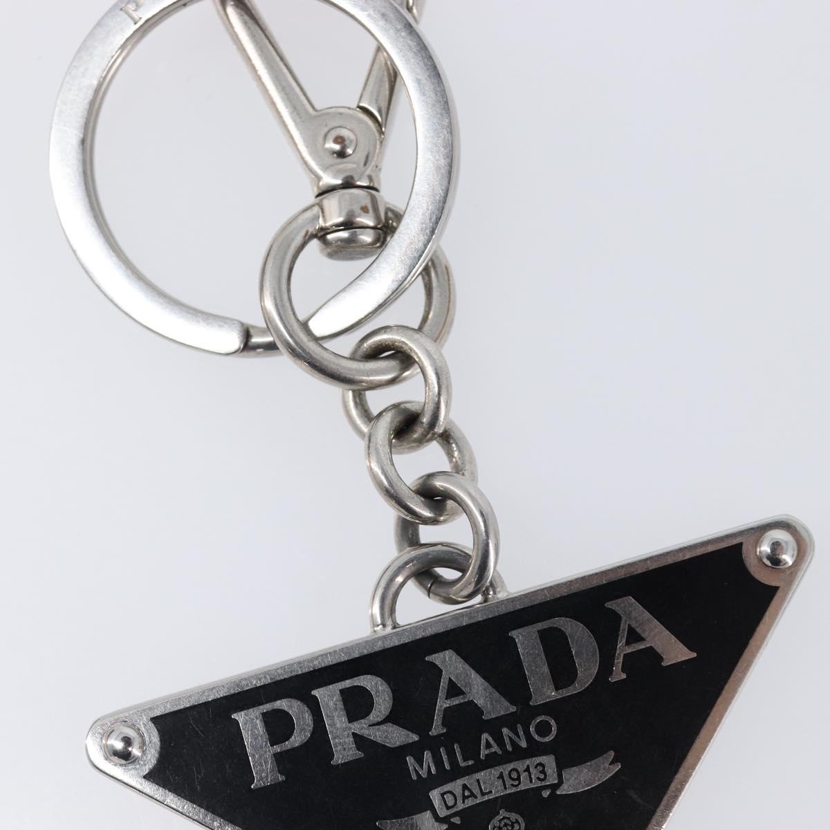 PRADA Triangle Key Ring metal Silver Auth 201017A