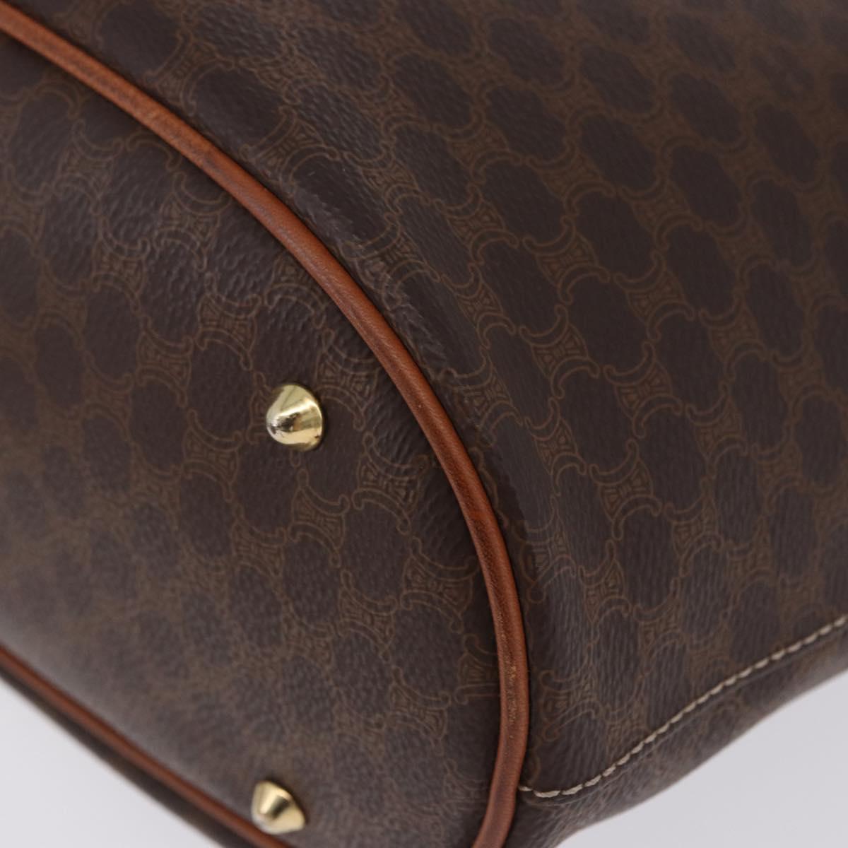 CELINE Macadam Canvas Tote Bag PVC Leather Brown Gold Auth 201082