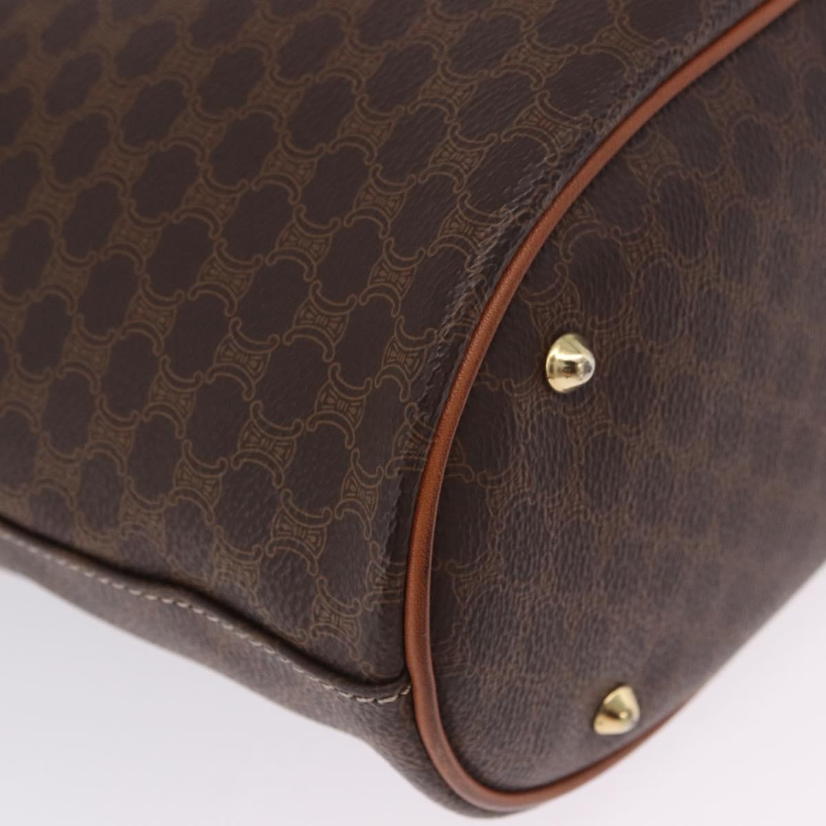 CELINE Macadam Canvas Tote Bag PVC Leather Brown Gold Auth 201082