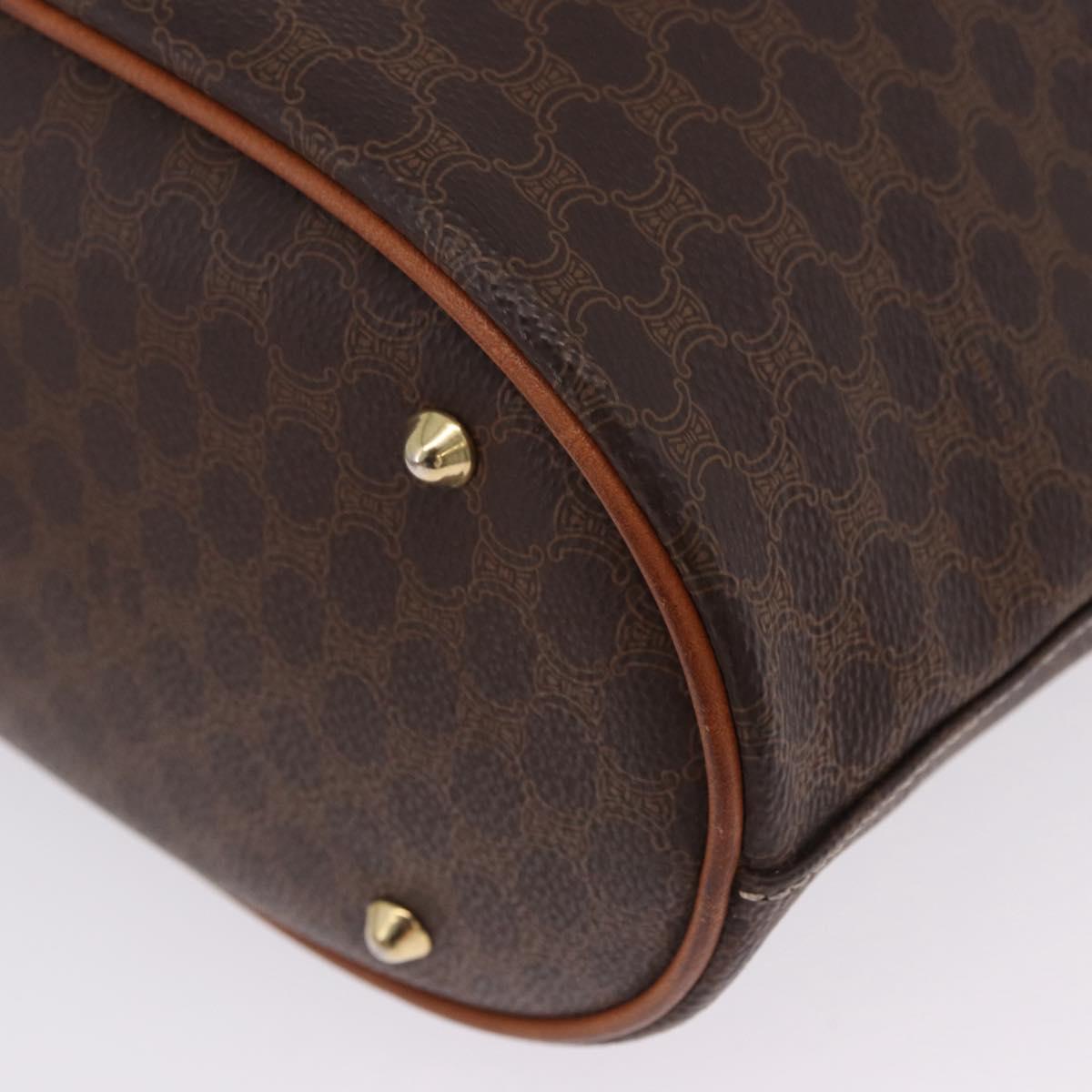 CELINE Macadam Canvas Tote Bag PVC Leather Brown Gold Auth 201082
