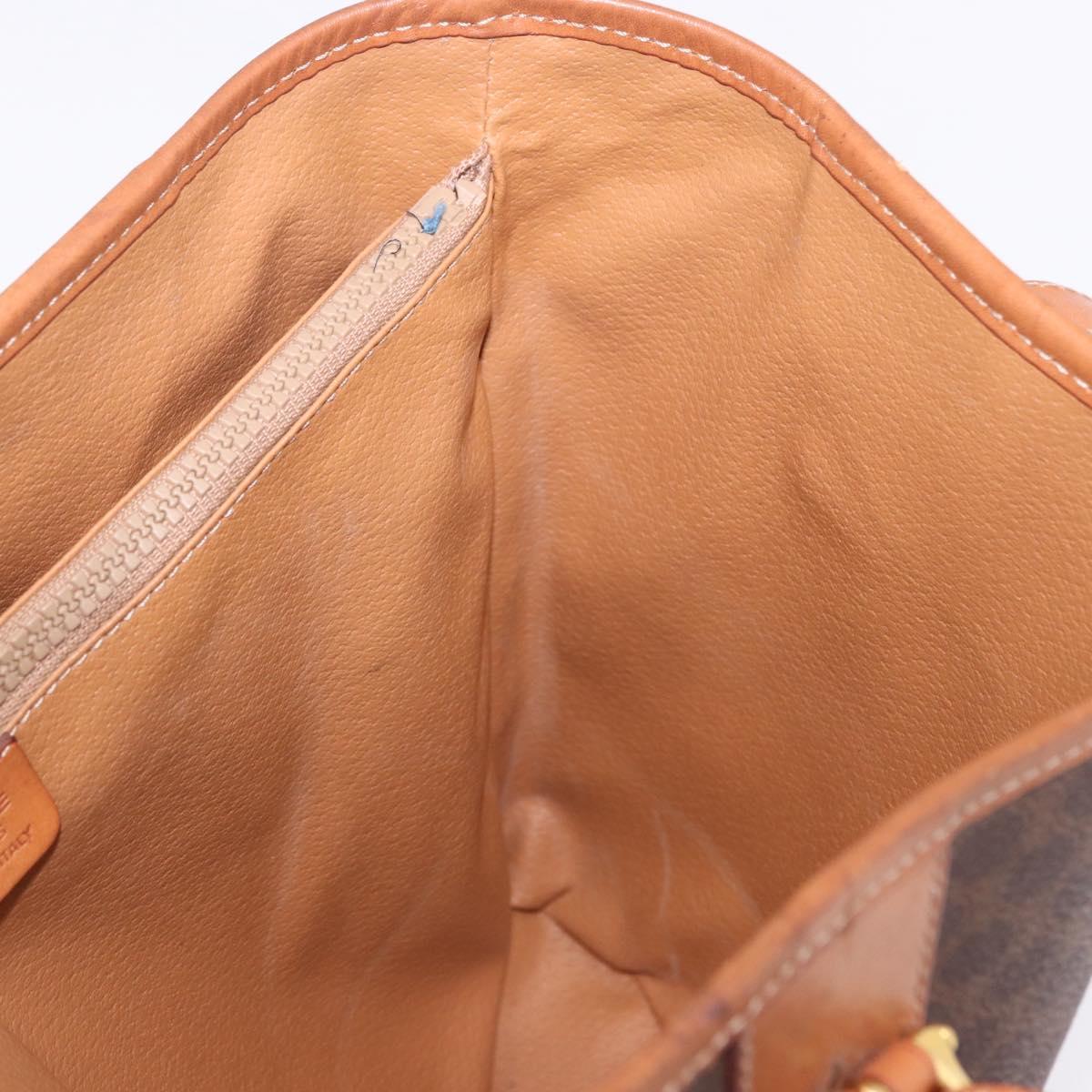 CELINE Macadam Canvas Tote Bag PVC Leather Brown Gold Auth 201082