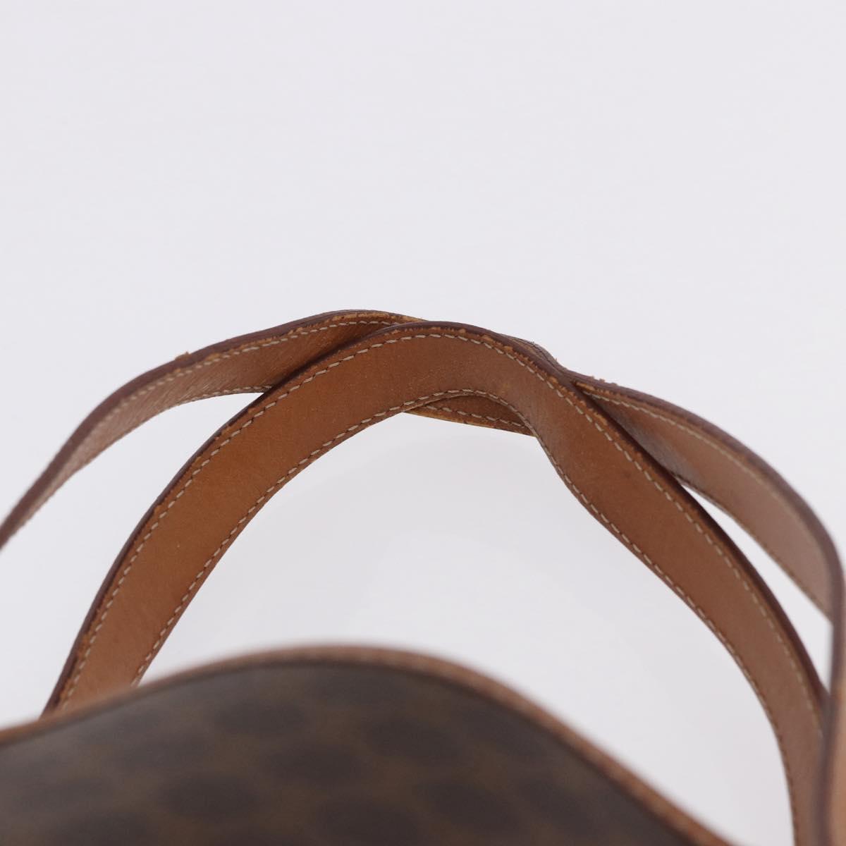 CELINE Macadam Canvas Tote Bag PVC Leather Brown Gold Auth 201082