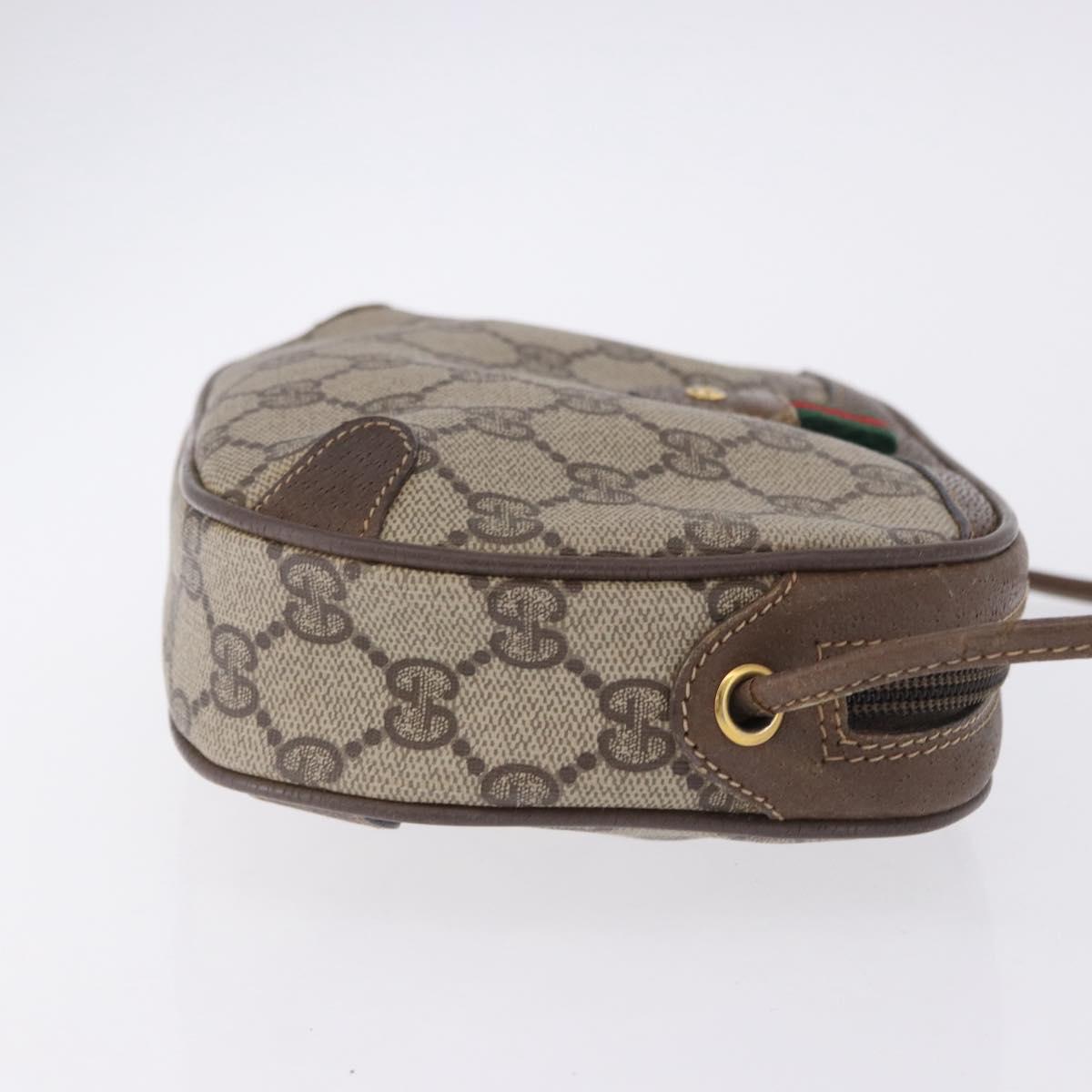 GUCCI GG Supreme Web Sherry Line Bag PVC Beige Gold 89 02 066 Auth 201083