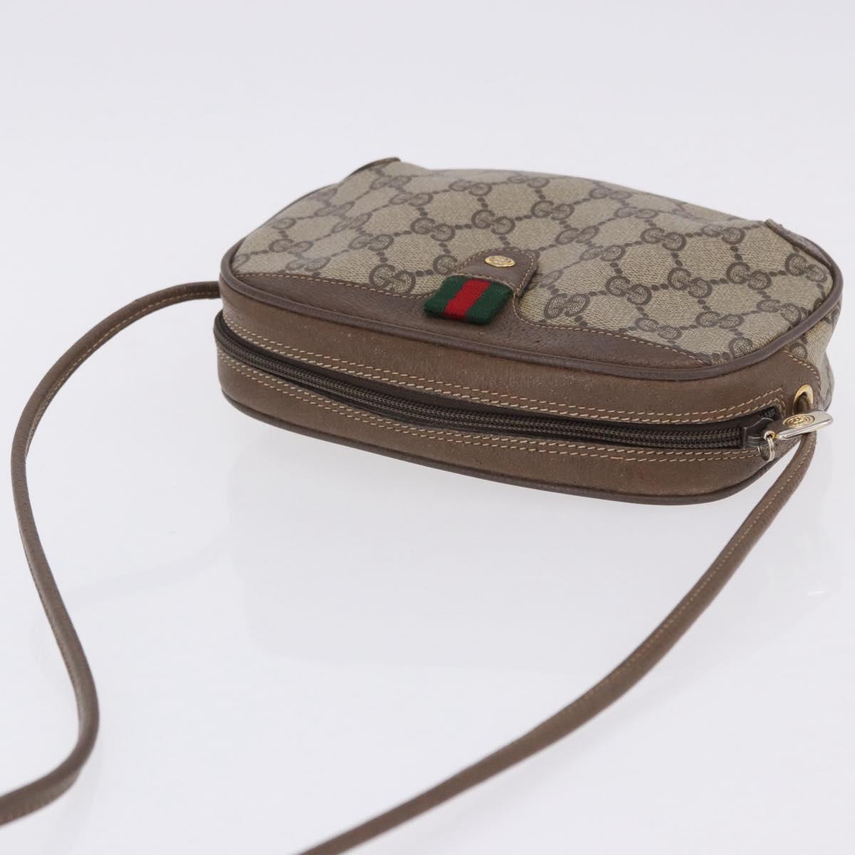 GUCCI GG Supreme Web Sherry Line Bag PVC Beige Gold 89 02 066 Auth 201083