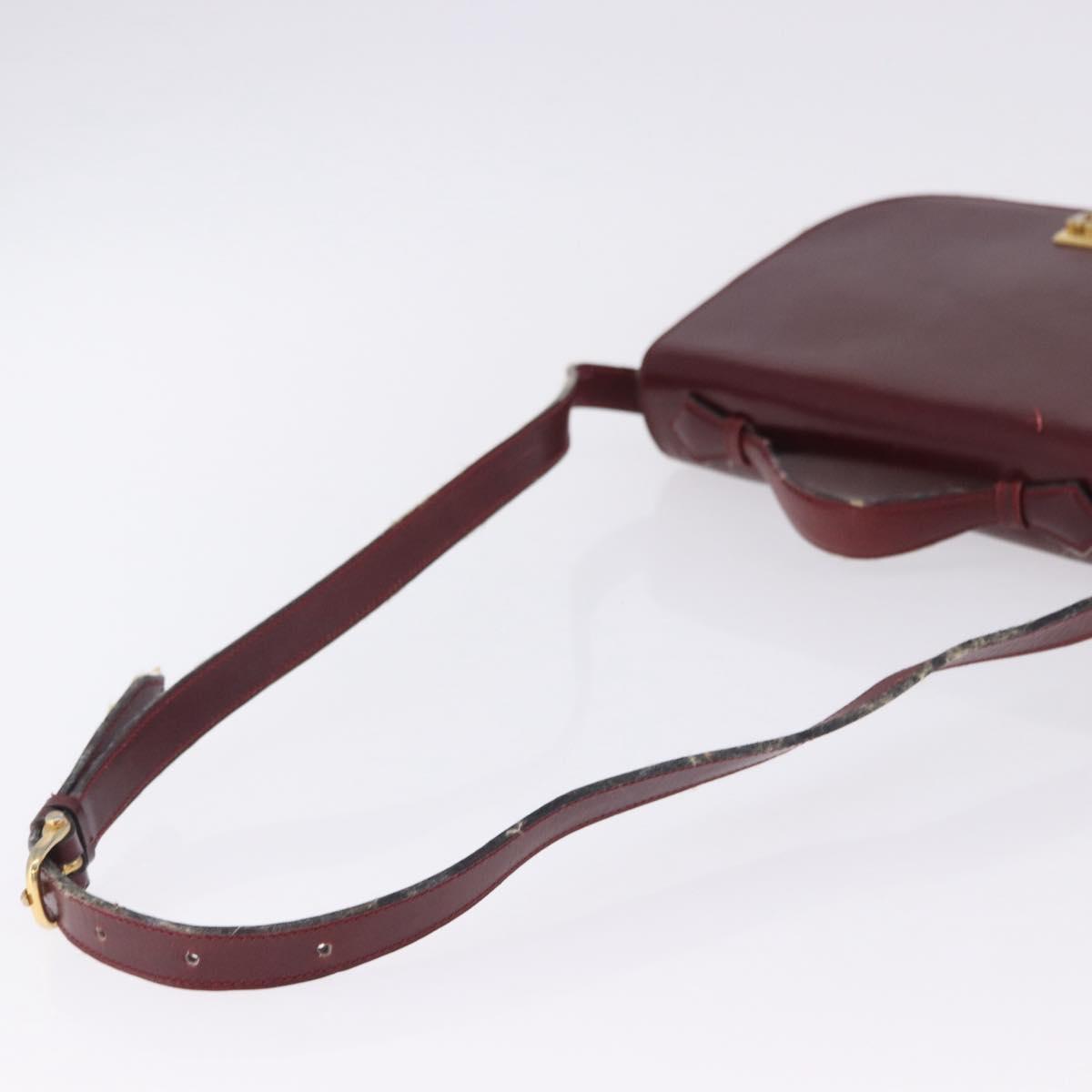 CELINE Horse Carriage Shoulder Bag Leather 2way Bordeaux Gold Auth 201084