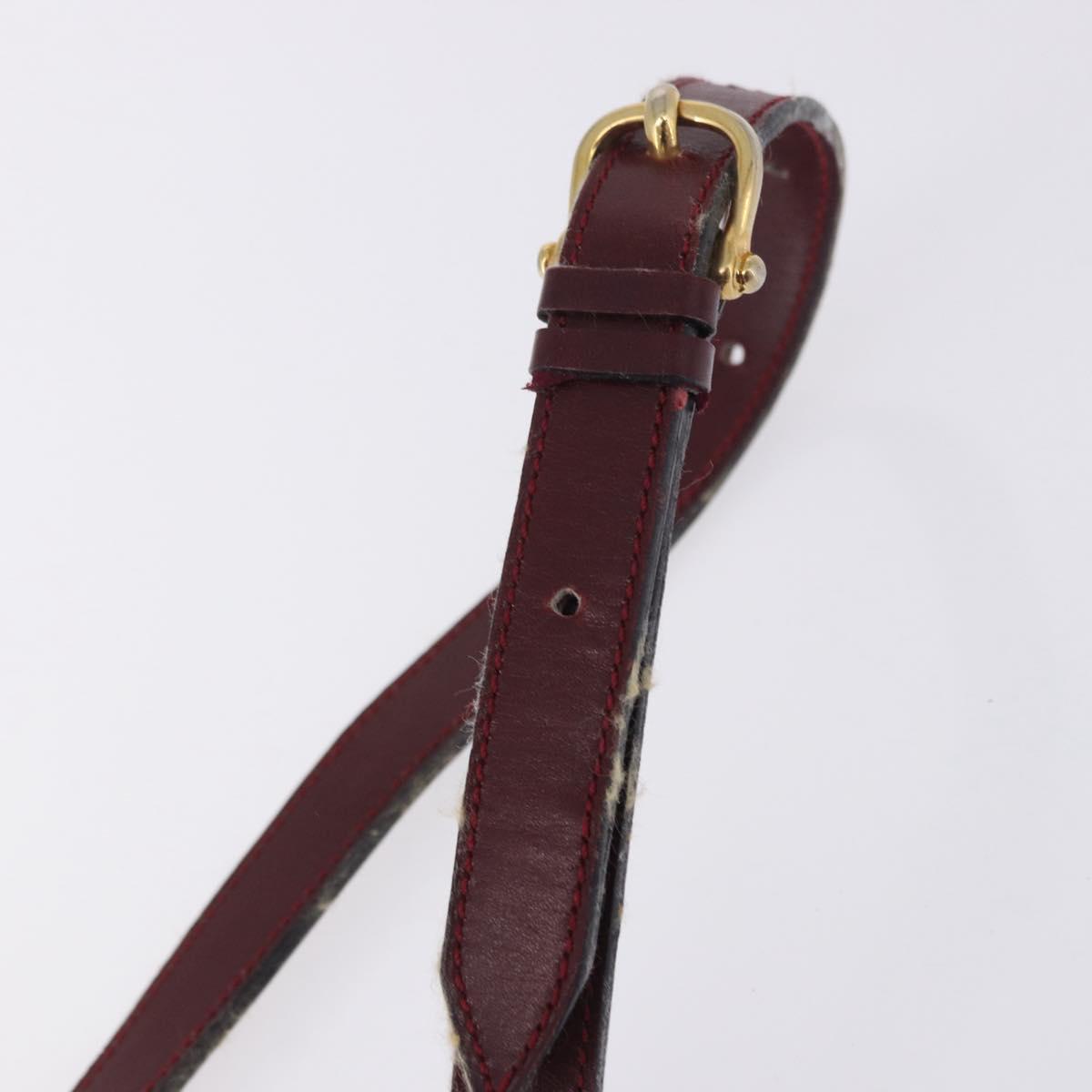 CELINE Horse Carriage Shoulder Bag Leather 2way Bordeaux Gold Auth 201084