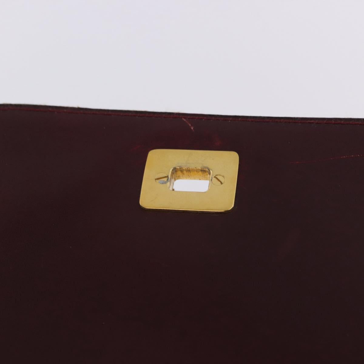 CELINE Horse Carriage Shoulder Bag Leather 2way Bordeaux Gold Auth 201084