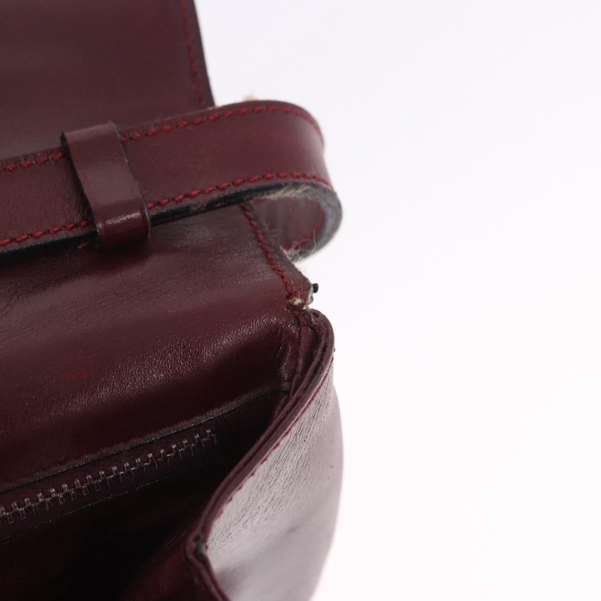 CELINE Horse Carriage Shoulder Bag Leather 2way Bordeaux Gold Auth 201084
