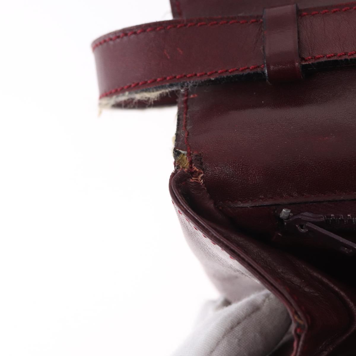 CELINE Horse Carriage Shoulder Bag Leather 2way Bordeaux Gold Auth 201084