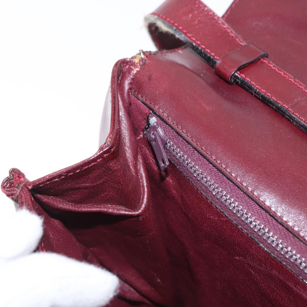 CELINE Horse Carriage Shoulder Bag Leather 2way Bordeaux Gold Auth 201084