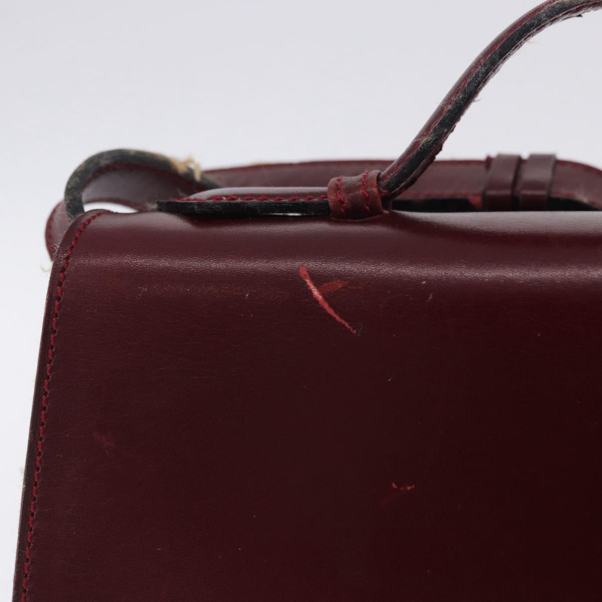 CELINE Horse Carriage Shoulder Bag Leather 2way Bordeaux Gold Auth 201084