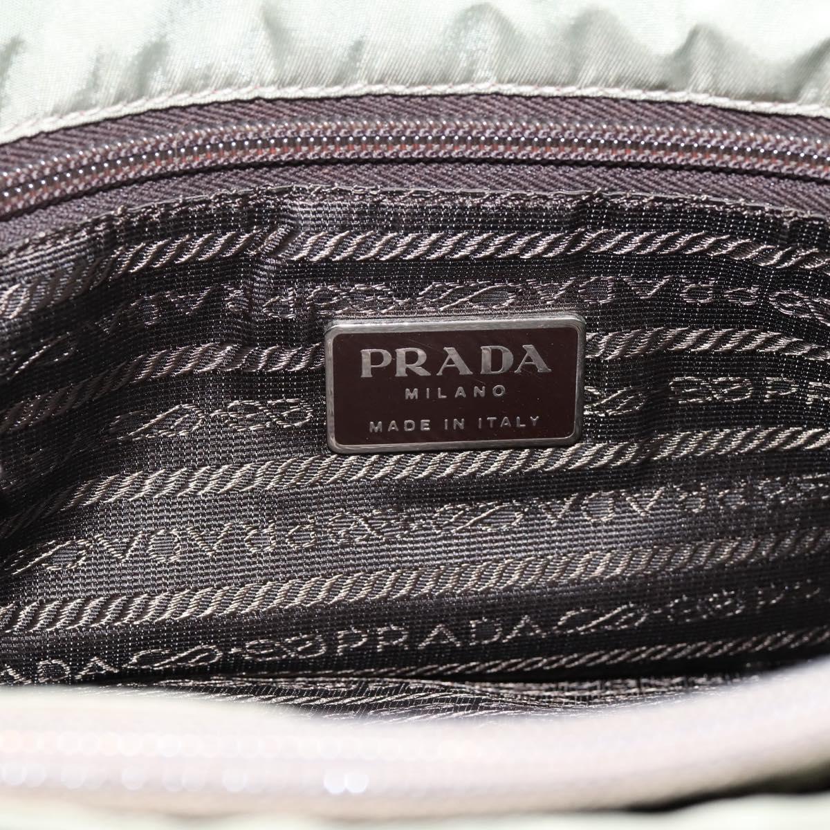PRADA Tote Bag Nylon Green Silver Auth 201124A