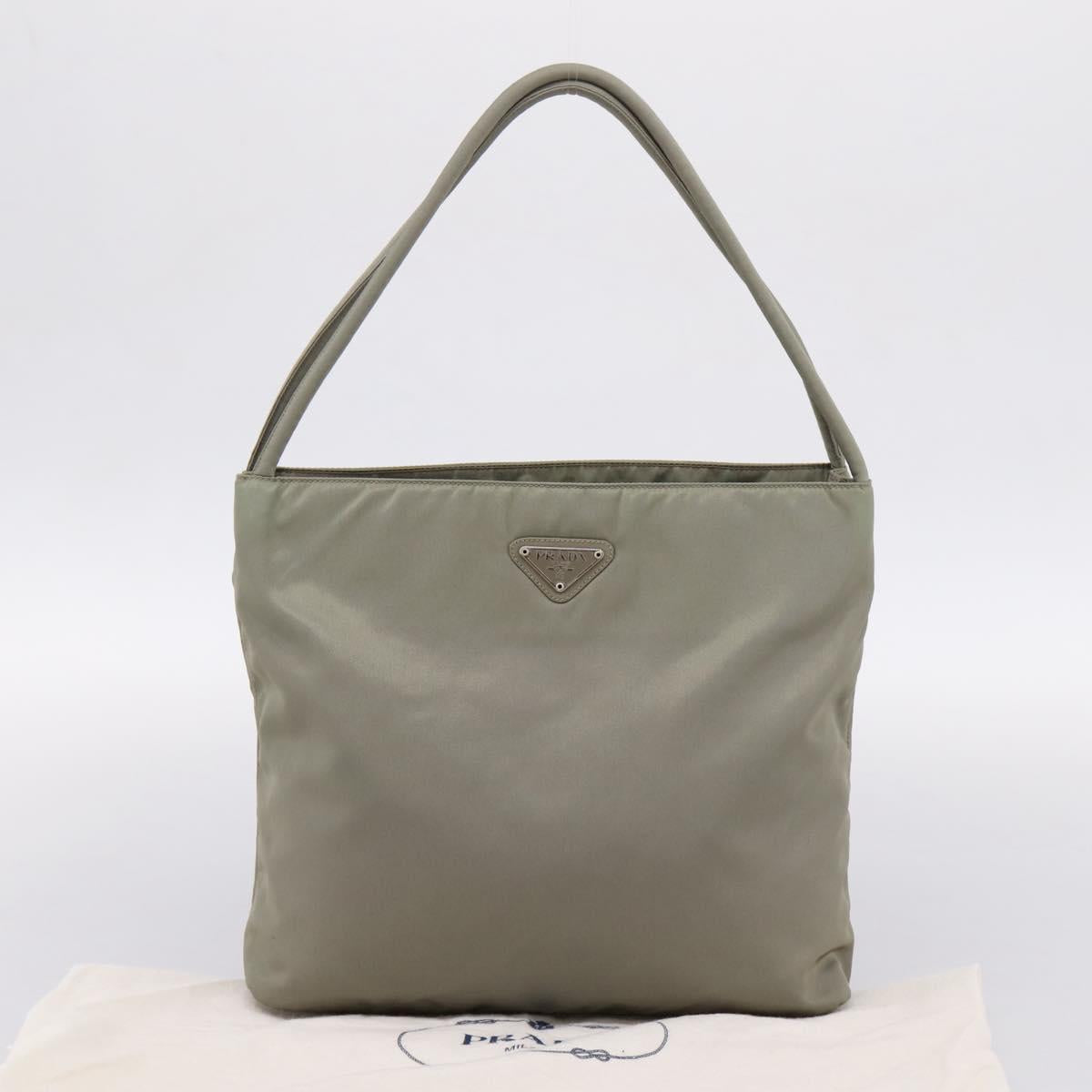 PRADA Tote Bag Nylon Green Silver Auth 201124A