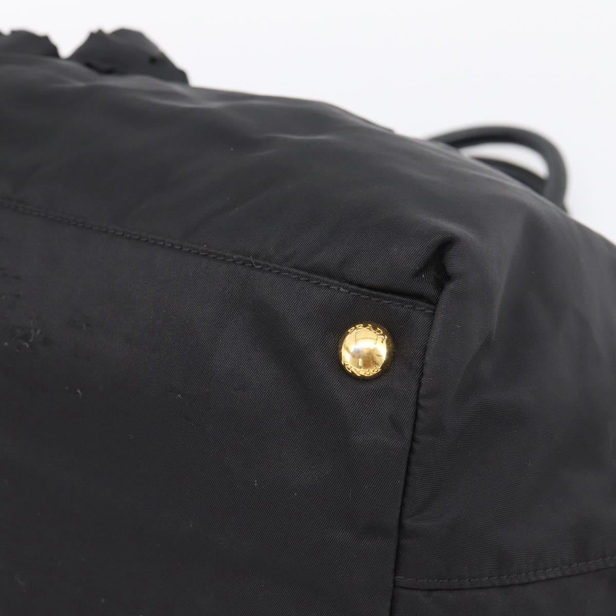 PRADA Hand Bag Nylon Black Gold Auth 201125V