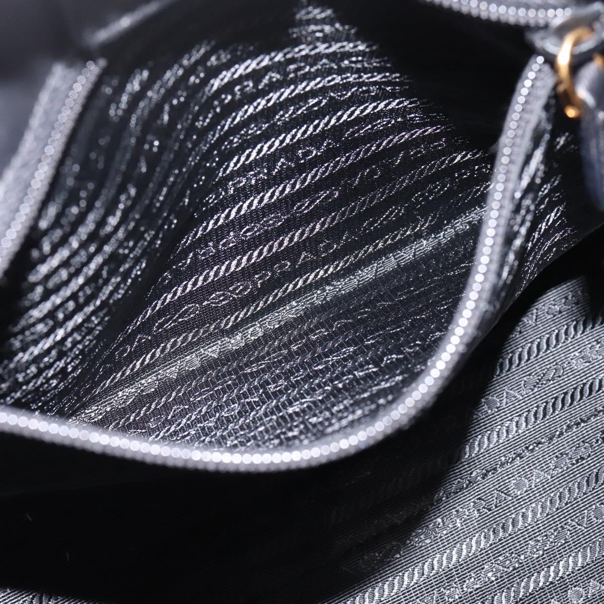 PRADA Hand Bag Nylon Black Gold Auth 201125V