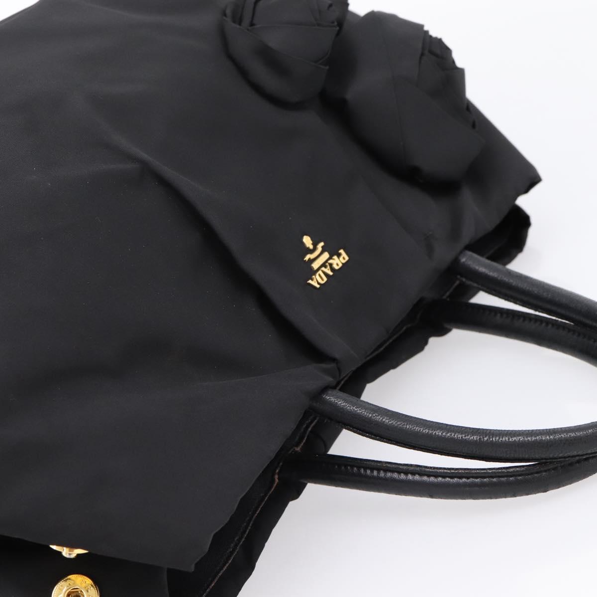 PRADA Hand Bag Nylon Black Gold Auth 201125V