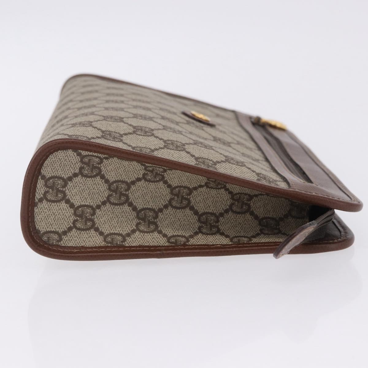 GUCCI GG Supreme Clutch Bag PVC Beige Gold Tone 014 115 6063 Auth 201128
