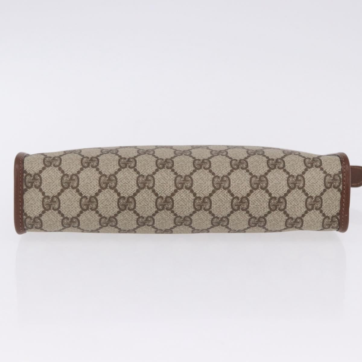 GUCCI GG Supreme Clutch Bag PVC Beige Gold Tone 014 115 6063 Auth 201128