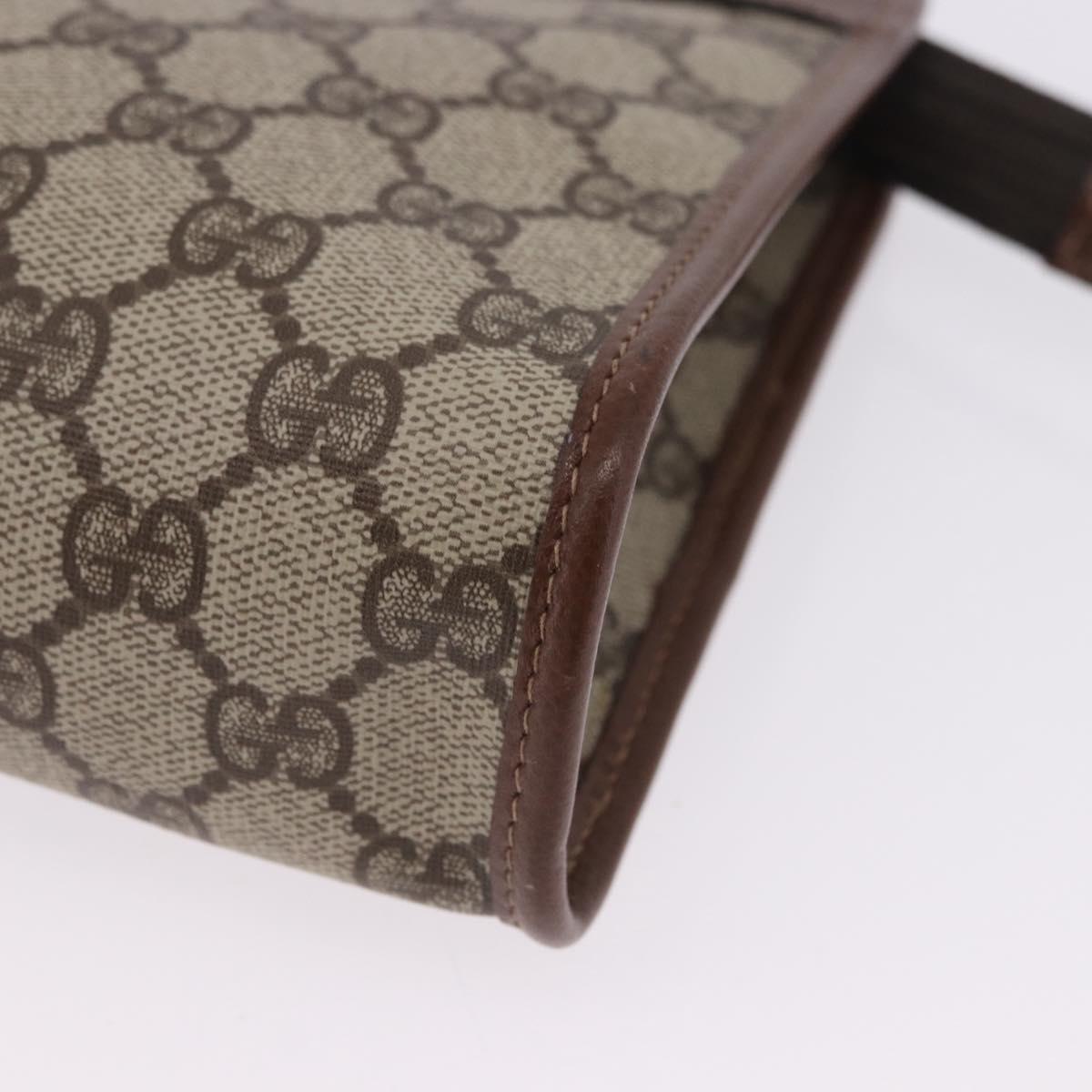 GUCCI GG Supreme Clutch Bag PVC Beige Gold Tone 014 115 6063 Auth 201128