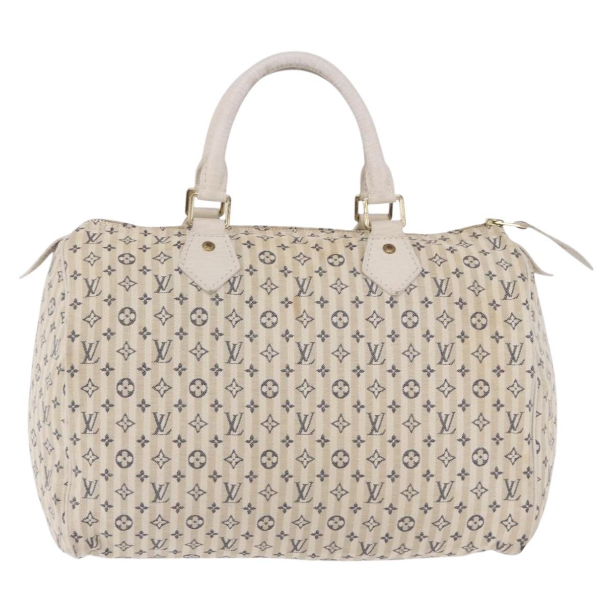 LOUIS VUITTON Monogram Mini Lin Croisette Speedy 30 Bag Blue M95500 Auth 201129A