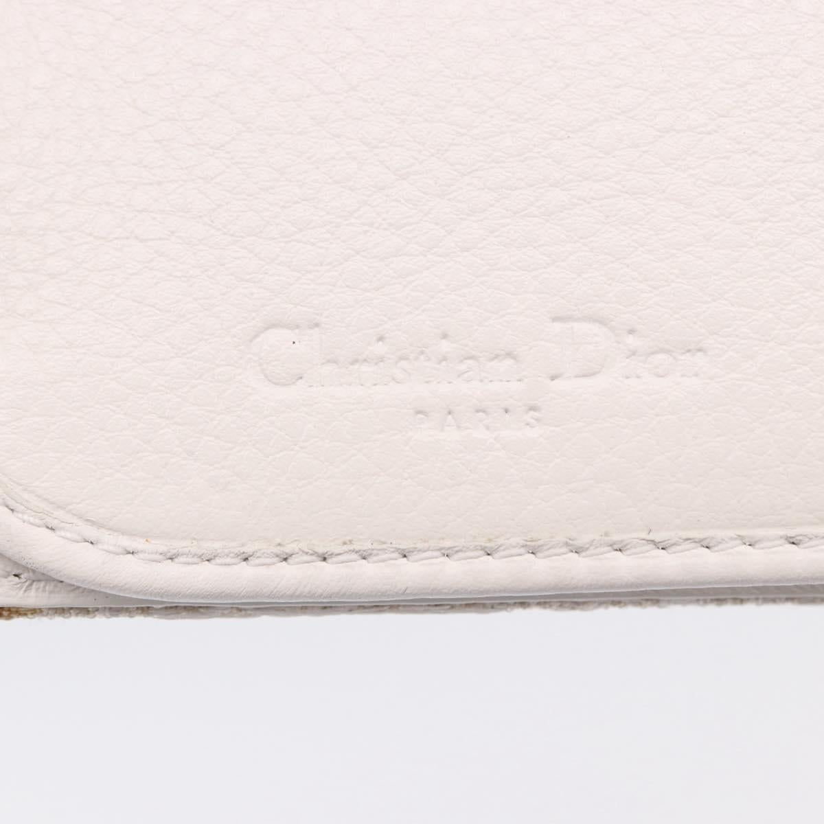 Christian Dior Trotter Canvas Long Wallet Beige Silver Auth 201131V