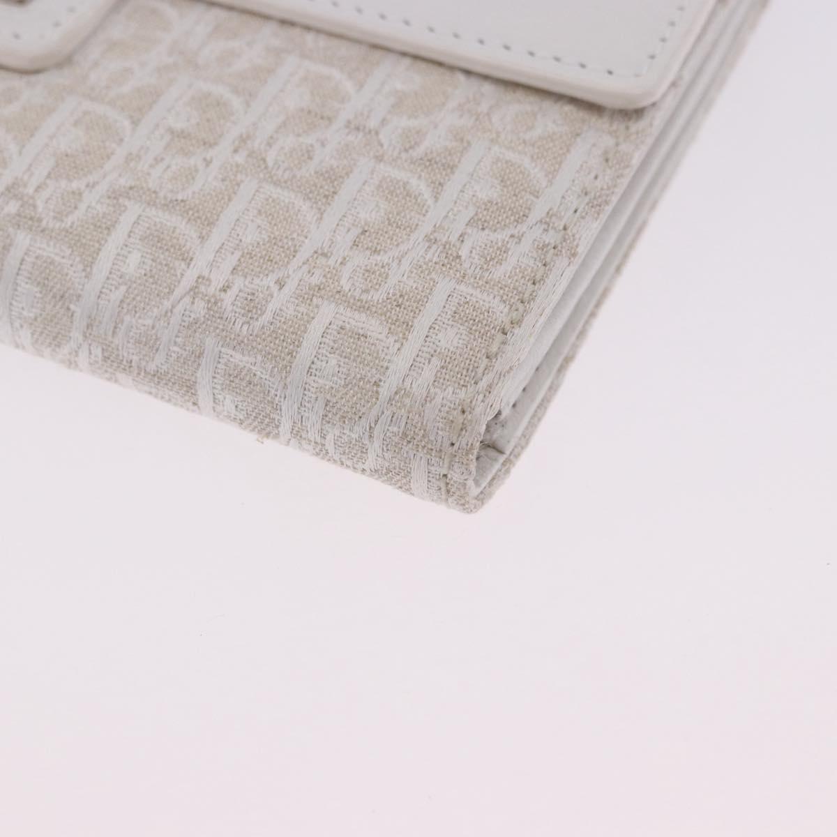 Christian Dior Trotter Canvas Long Wallet Beige Silver Auth 201131V