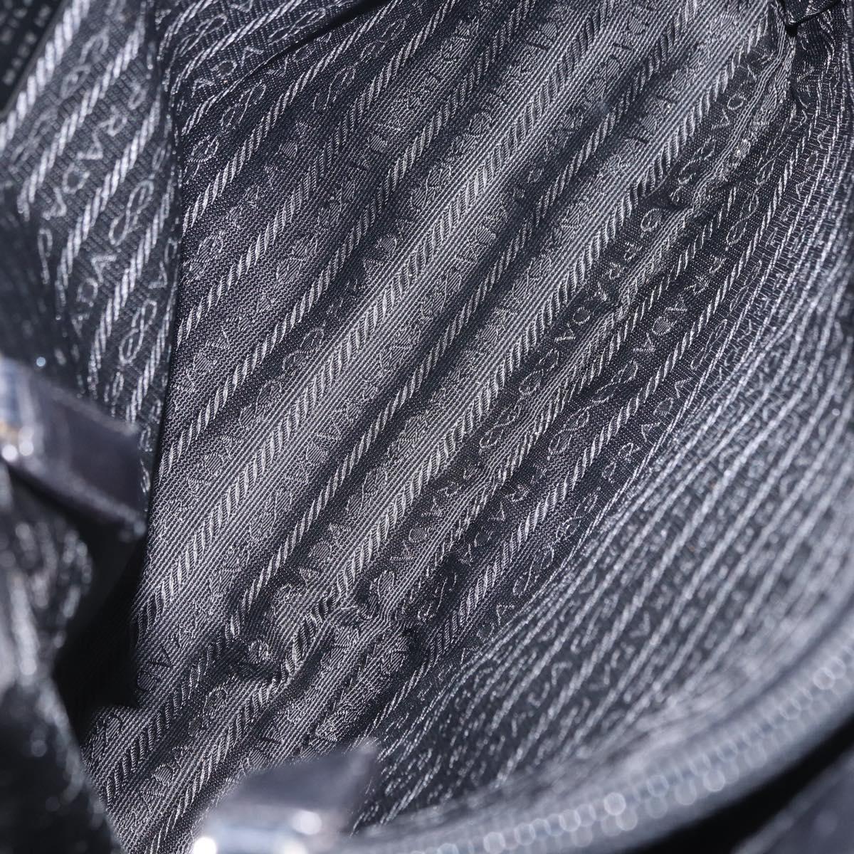 PRADA Tote Bag Nylon Black Silver Auth 201132A