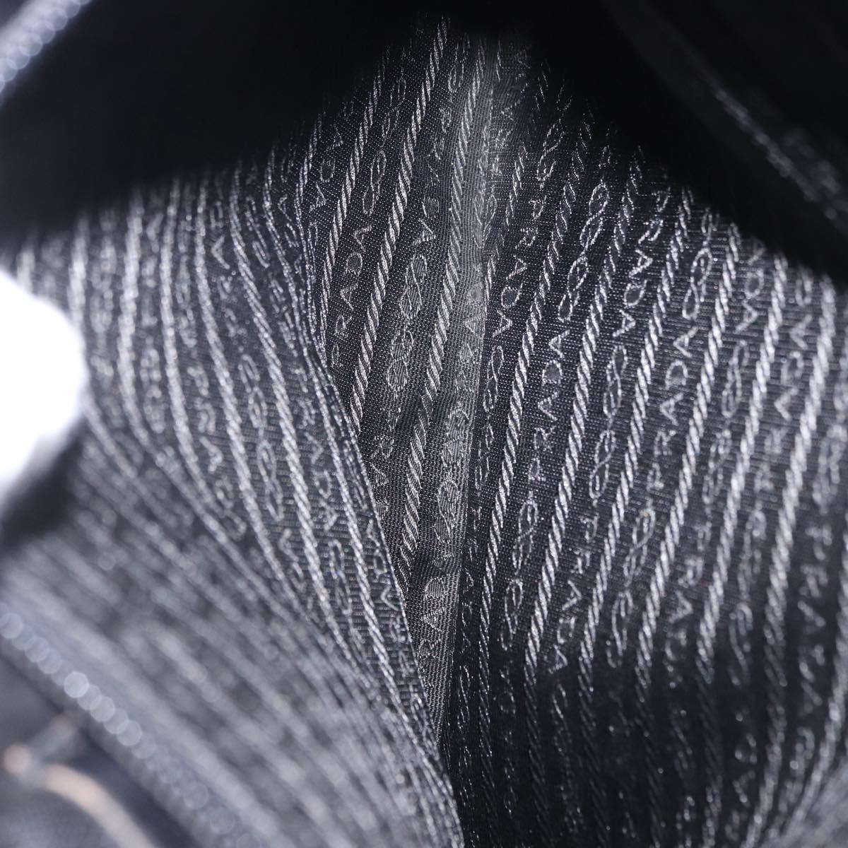 PRADA Tote Bag Nylon Black Silver Auth 201132A