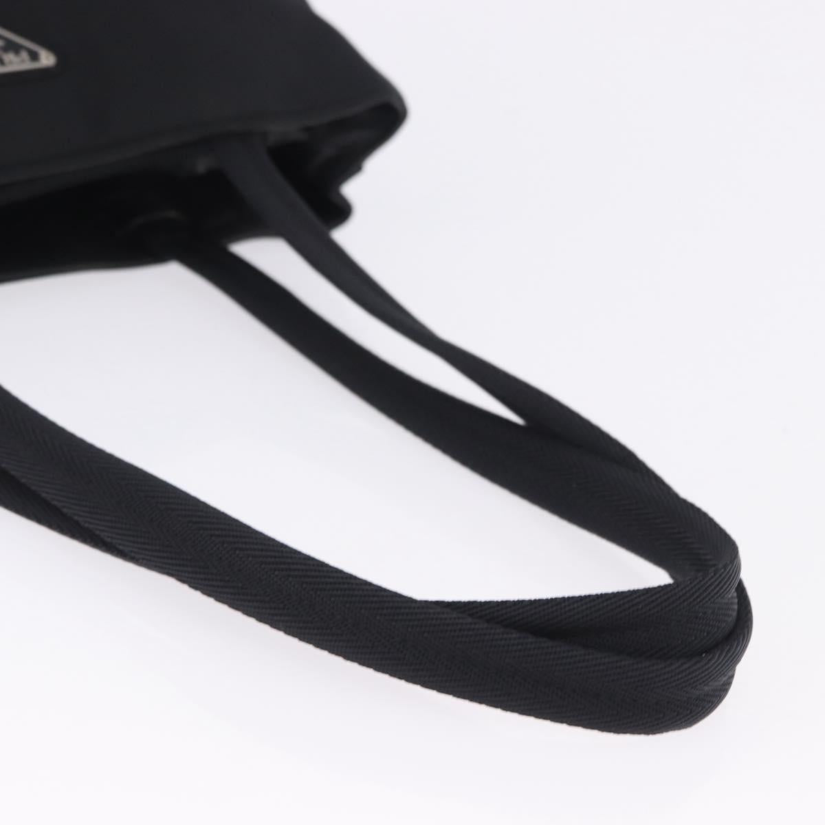 PRADA Tote Bag Nylon Black Silver Auth 201132A