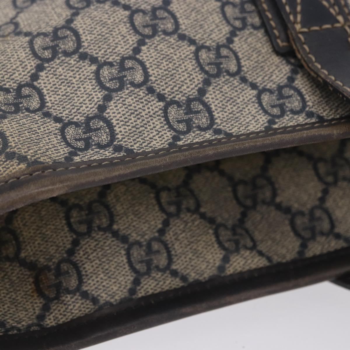 GUCCI GG Supreme Tote Bag PVC Navy Silver 211137 Auth 201133