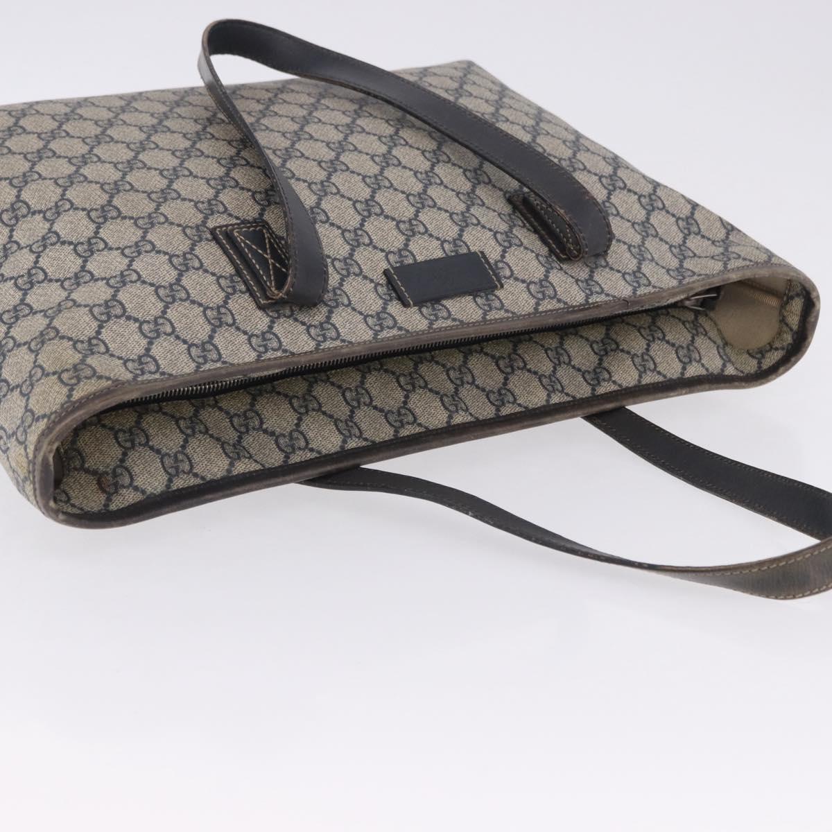 GUCCI GG Supreme Tote Bag PVC Navy Silver 211137 Auth 201133