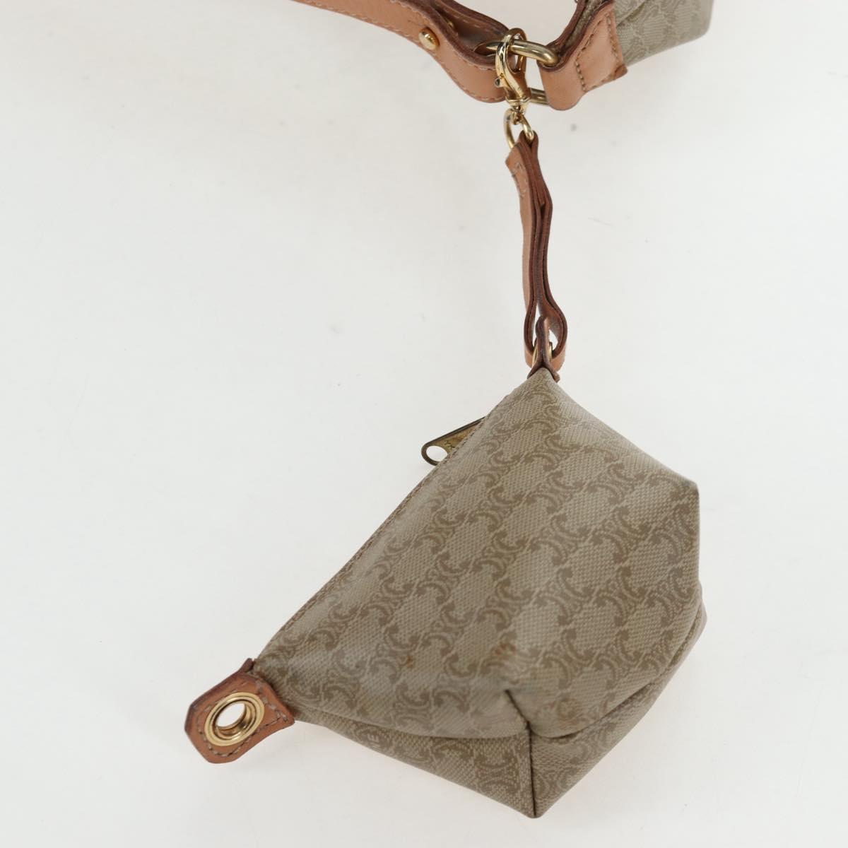 CELINE Macadam Canvas Hand Bag PVC Beige Gold Auth 201135V