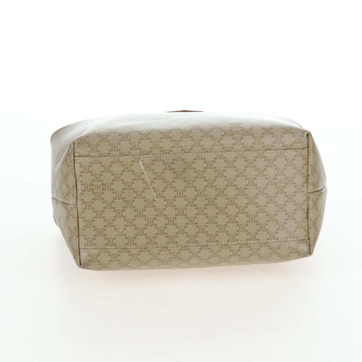 CELINE Macadam Canvas Hand Bag PVC Beige Gold Auth 201135V