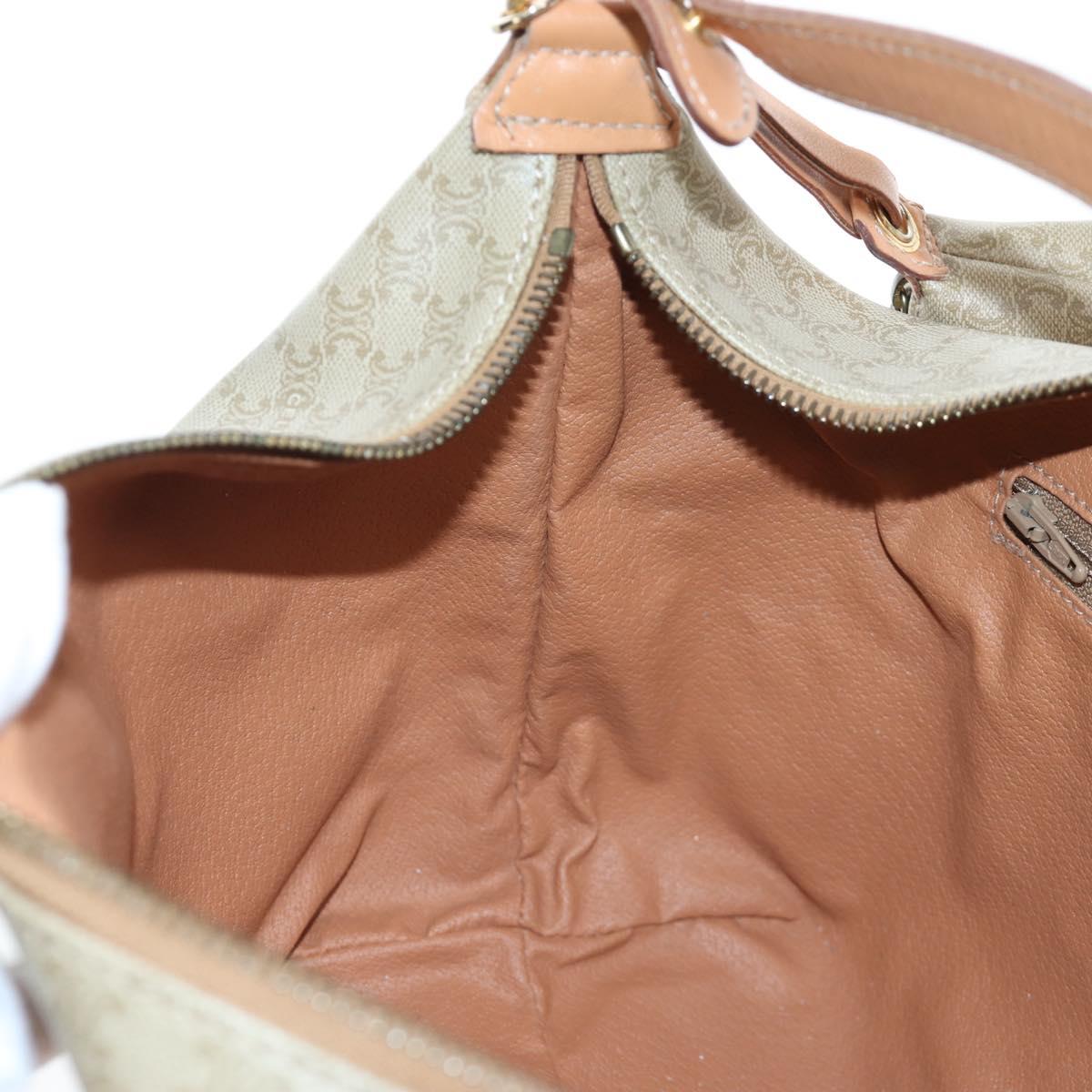 CELINE Macadam Canvas Hand Bag PVC Beige Gold Auth 201135V