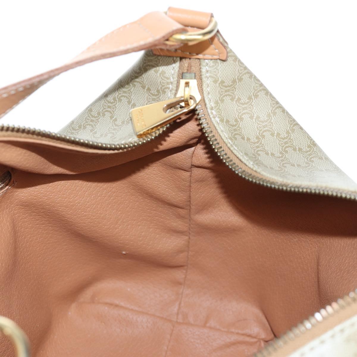 CELINE Macadam Canvas Hand Bag PVC Beige Gold Auth 201135V