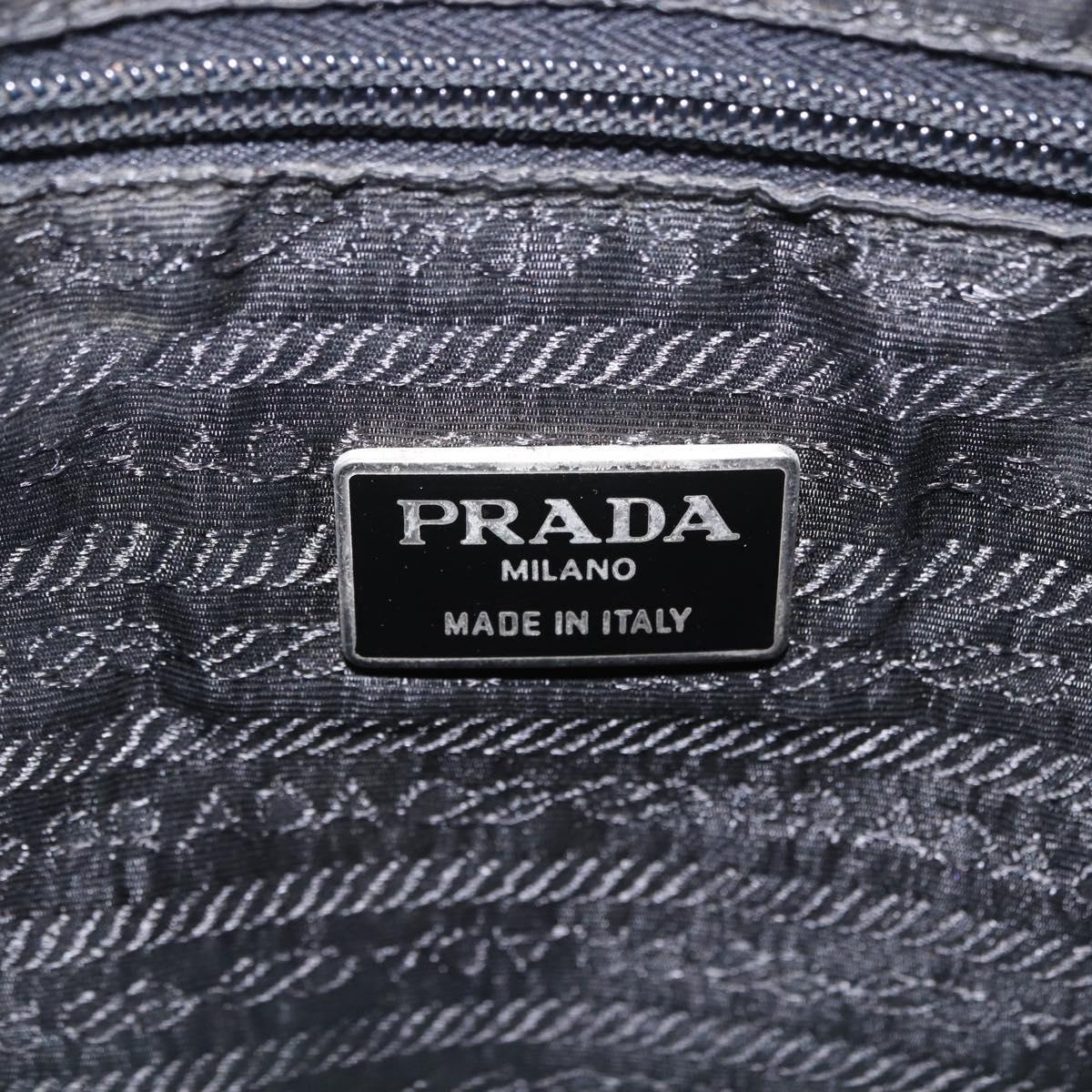 PRADA Tote Bag Nylon Black Silver Auth 201137