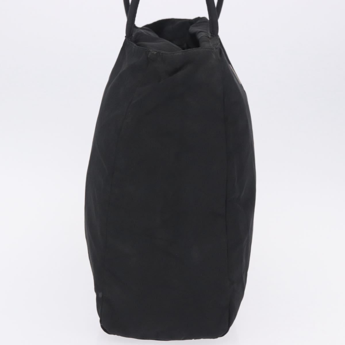 PRADA Tote Bag Nylon Black Silver Auth 201137