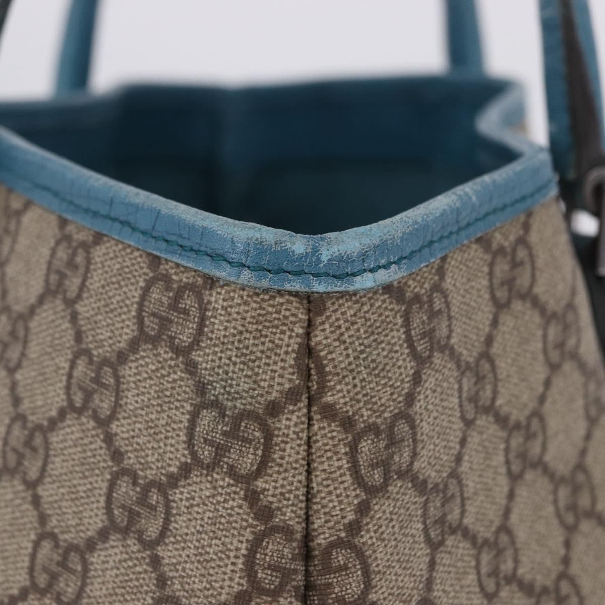 GUCCI GG Supreme Tote Bag PVC Beige Blue 114595 Auth 201138