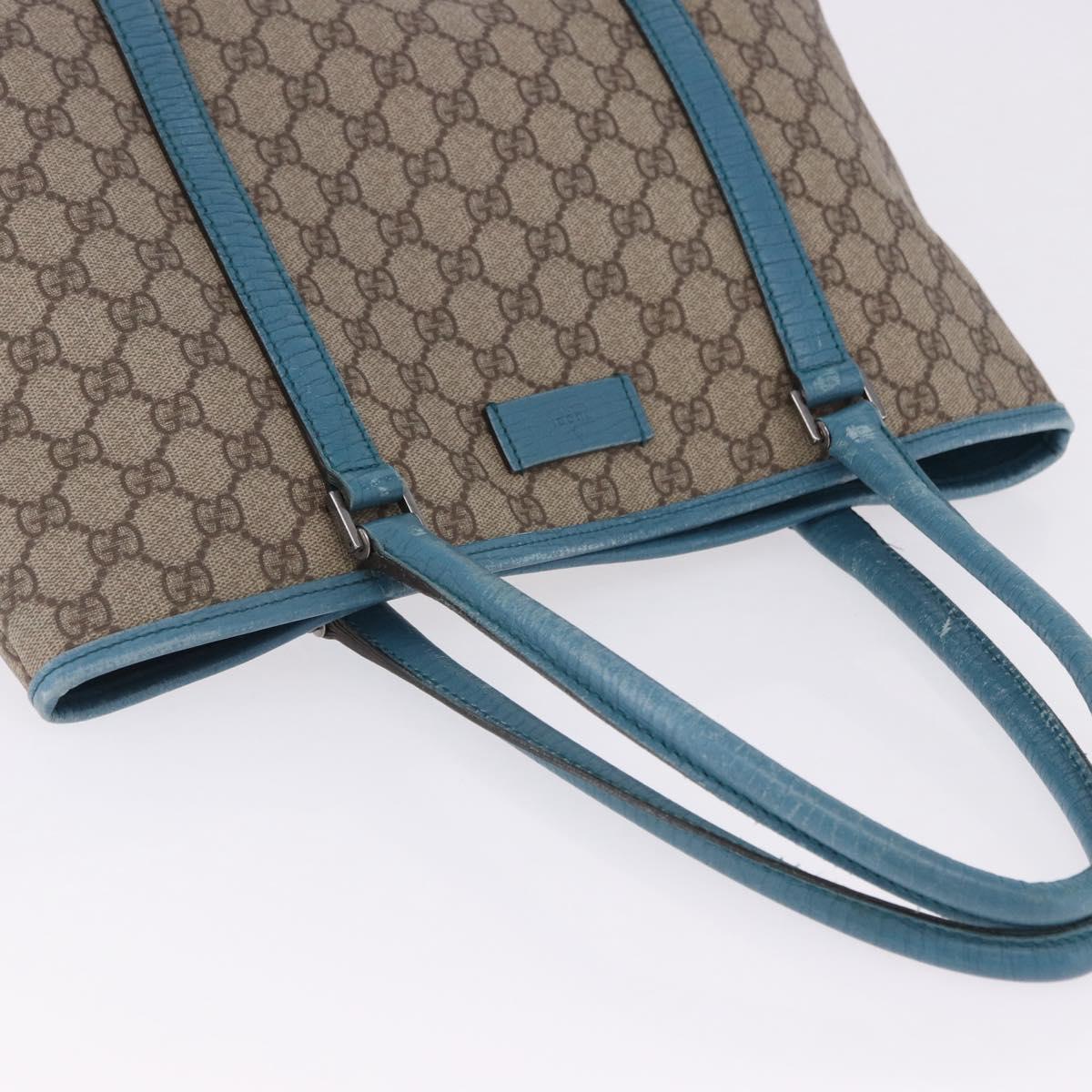 GUCCI GG Supreme Tote Bag PVC Beige Blue 114595 Auth 201138